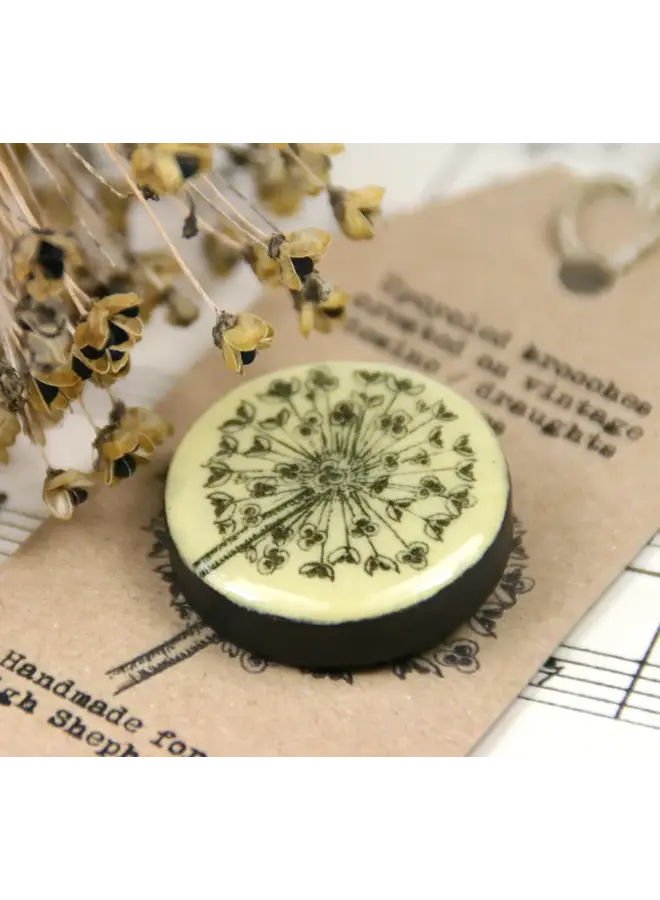 Allium Draughts Piece Brooch on card  72