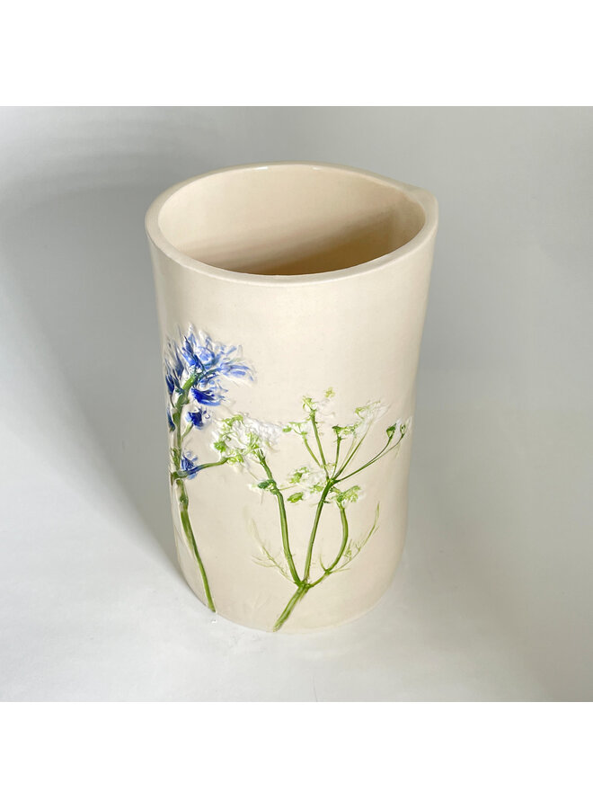 Breite Keramikvase mit Blumenmuster, 26