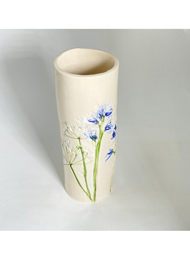 Vase en céramique haut et mince à motif floral 19