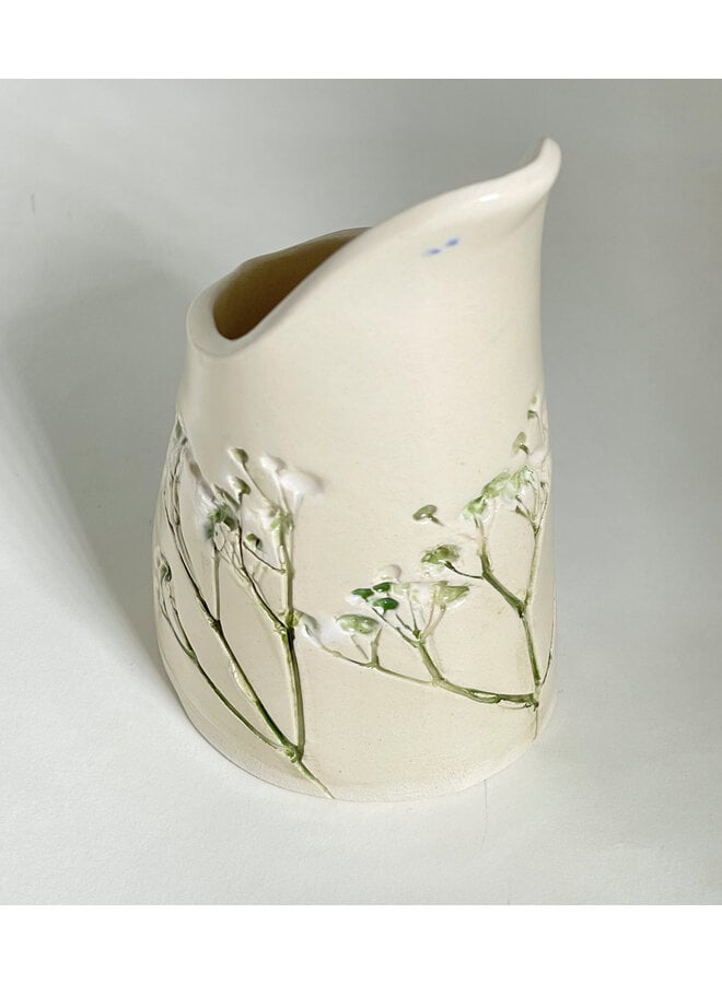 Mini jarra de cerámica con estampado floral para crema 09
