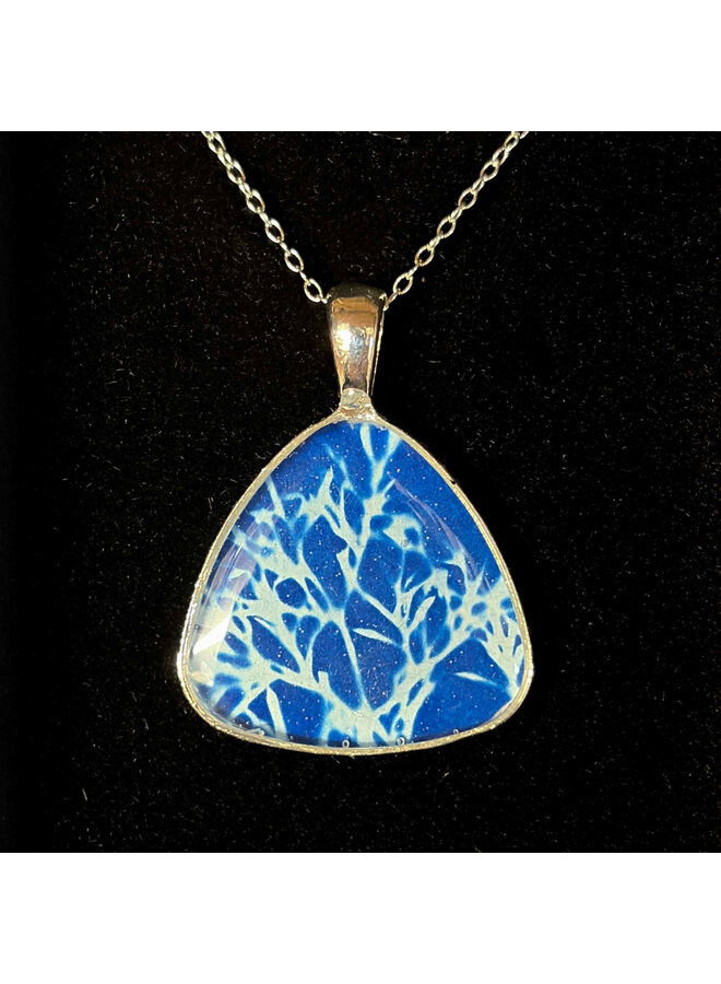 Cyanotype Silver Plated Triangle Pendant 74