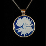 Pendentif rond argenté cyanotype 72