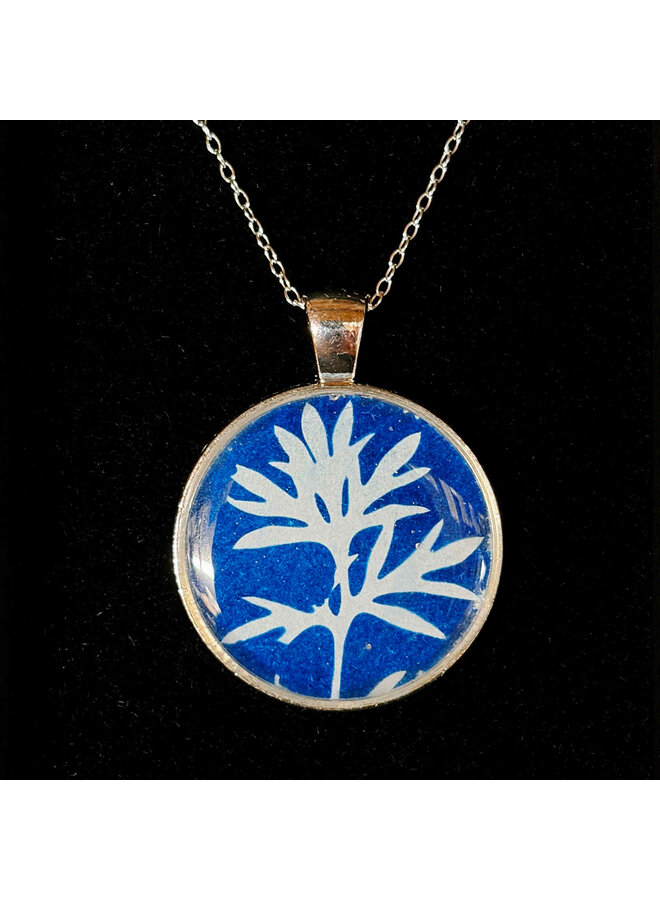 Cyanotype Silver Plated Circle Pendant 70