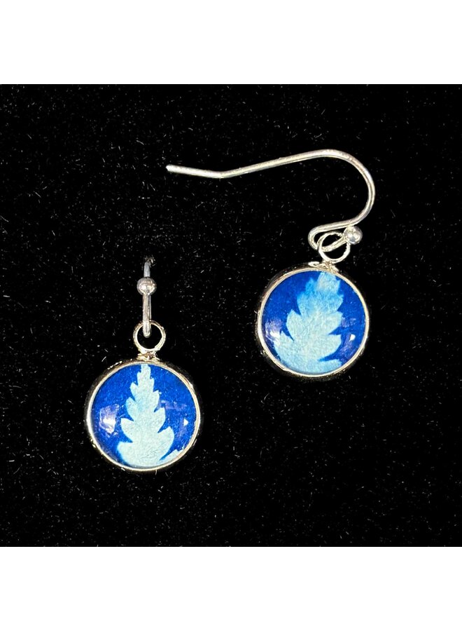 Boucles d'oreilles pendantes courtes cyanotypes 67