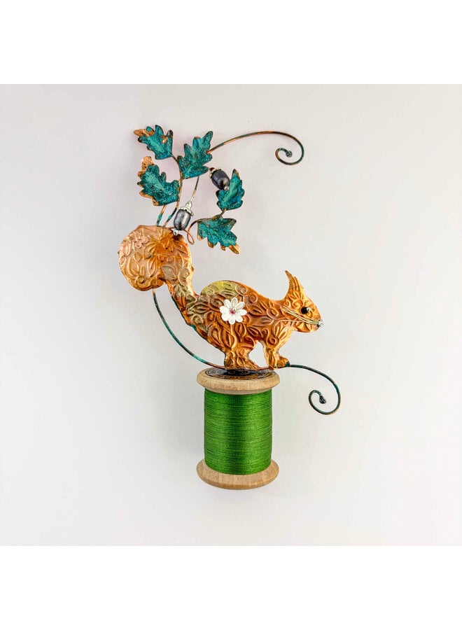 Squirrel with Acorns on a Bobbin