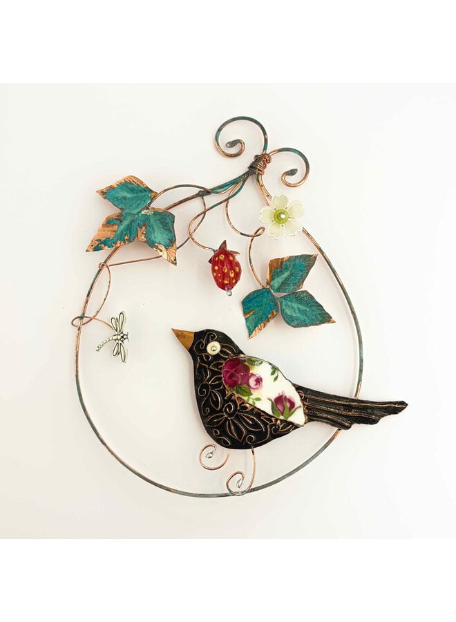 Blackbird and Strawberry Ring Hanging