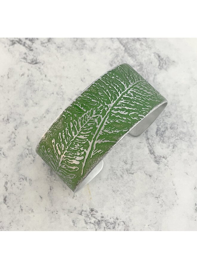 Fern Green Aluminium   Etched Cuff 198