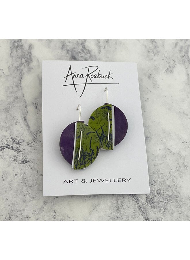 Miro purple  / olive   contrast large earrings  209