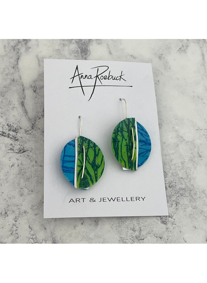 Miro blue / green   contrast large earrings  210