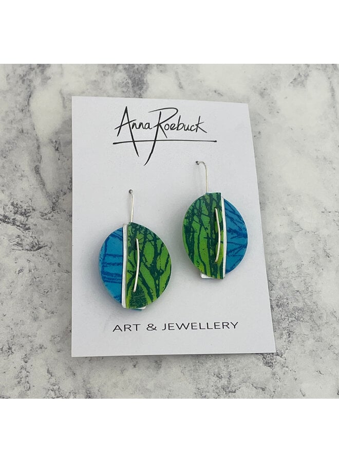 Miro blue / green   contrast large earrings  210