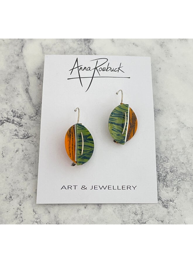 Miro orange / green contrast small earrings  206