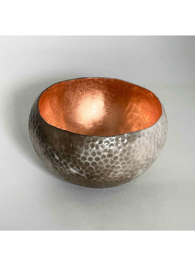 Dimple Saggar Seed Pot with Copper Leaf 08