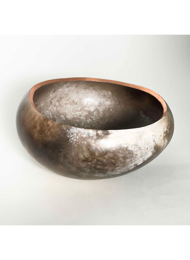 Medium Saggar Pebble Pot with Copper Leaf 10