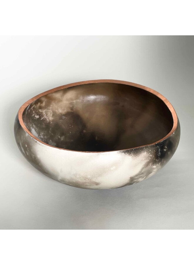 Large Saggar Pebble Pot with Copper Leaf 11