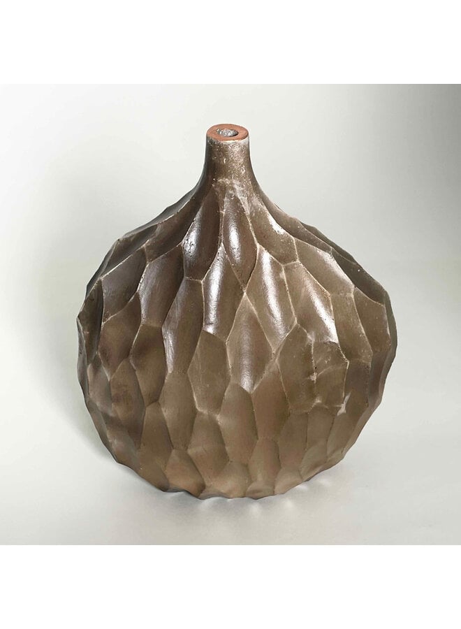Mini Lithic Saggar Vessel with Copper Leaf 14