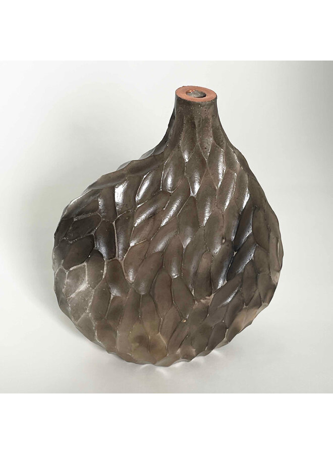 Mini Lithic Saggar Vessel with Copper Leaf 15