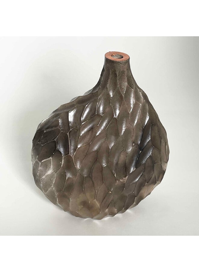 Mini Lithic Saggar Vessel with Copper Leaf 15
