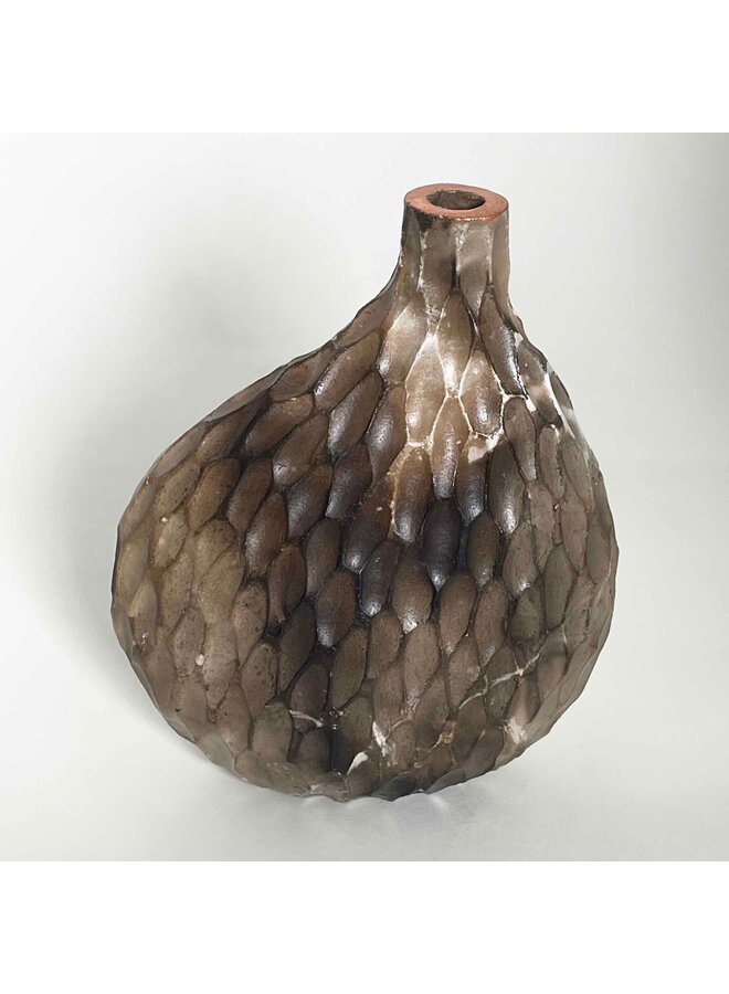 Mini Lithic Saggar Vessel with Copper Leaf 16