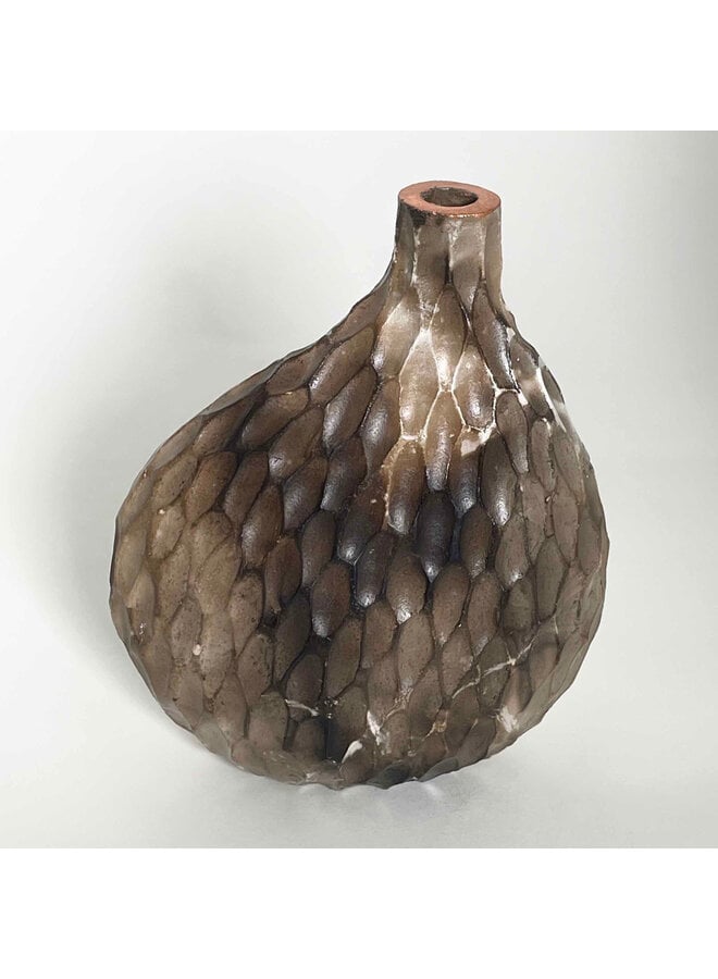 Mini Lithic Saggar Vessel with Copper Leaf 16
