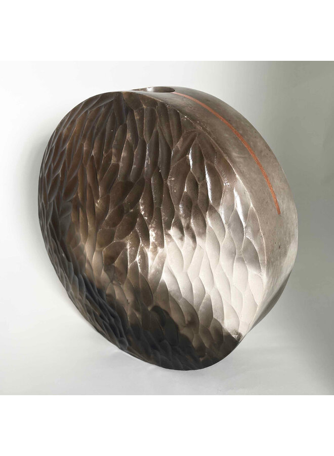 Strata Saggar Vessel with Copper Leaf 17