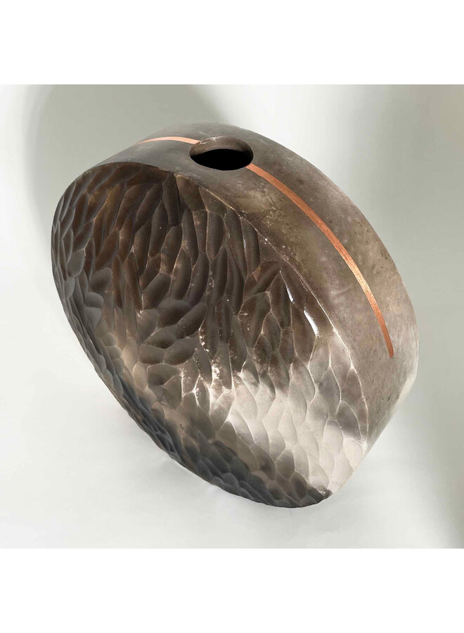 Strata Saggar Vessel with Copper Leaf 17