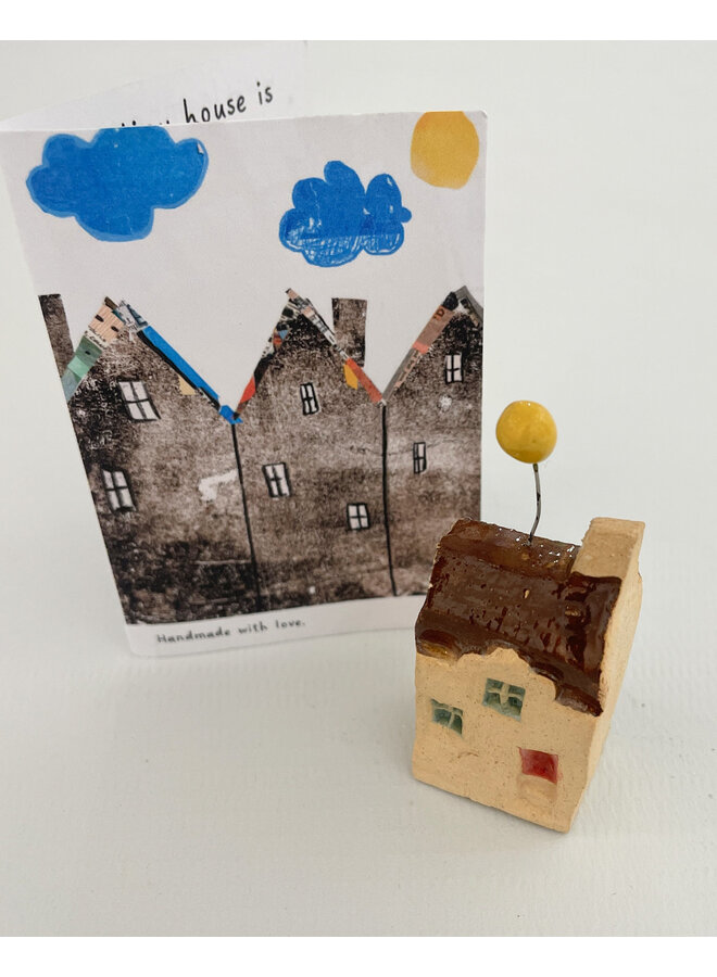 Todmorden Tiny Ceramic House with Sun  07