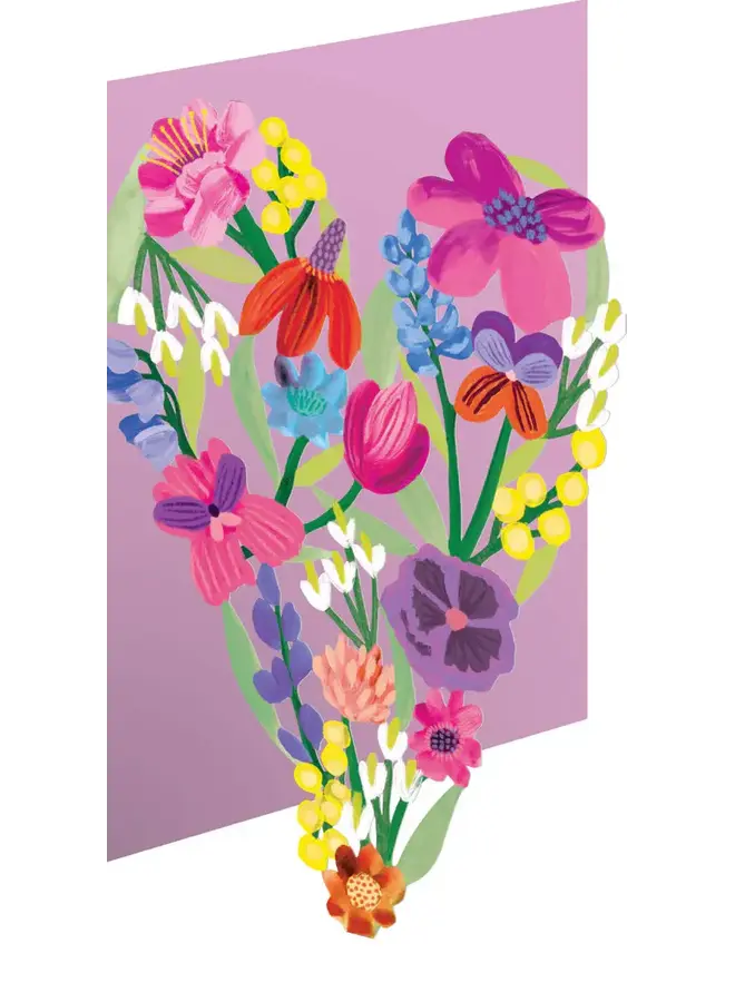 Laserskuret kort med hjärtan av blommor