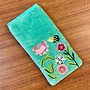 Flowers and Bees Velvet Embroidered  Mint Glasses Pouch 07
