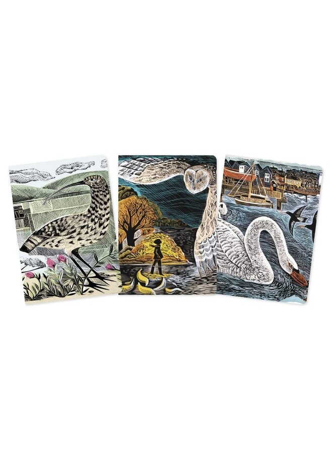 Set of 3 Lined & blank Notebooks Wildlife by Angela Harding