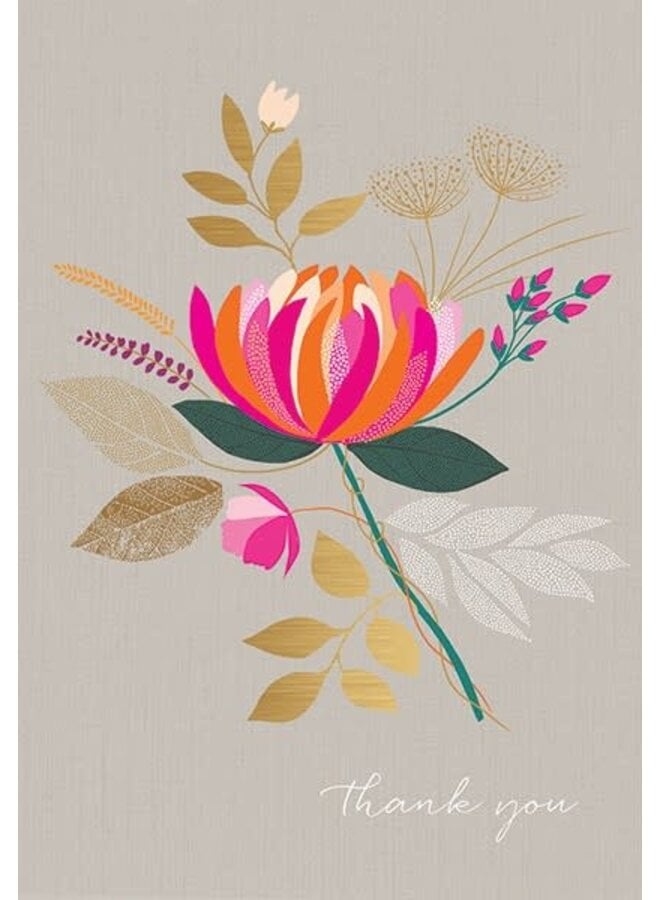 Thank you  -  flowers with gold by Sara Miller