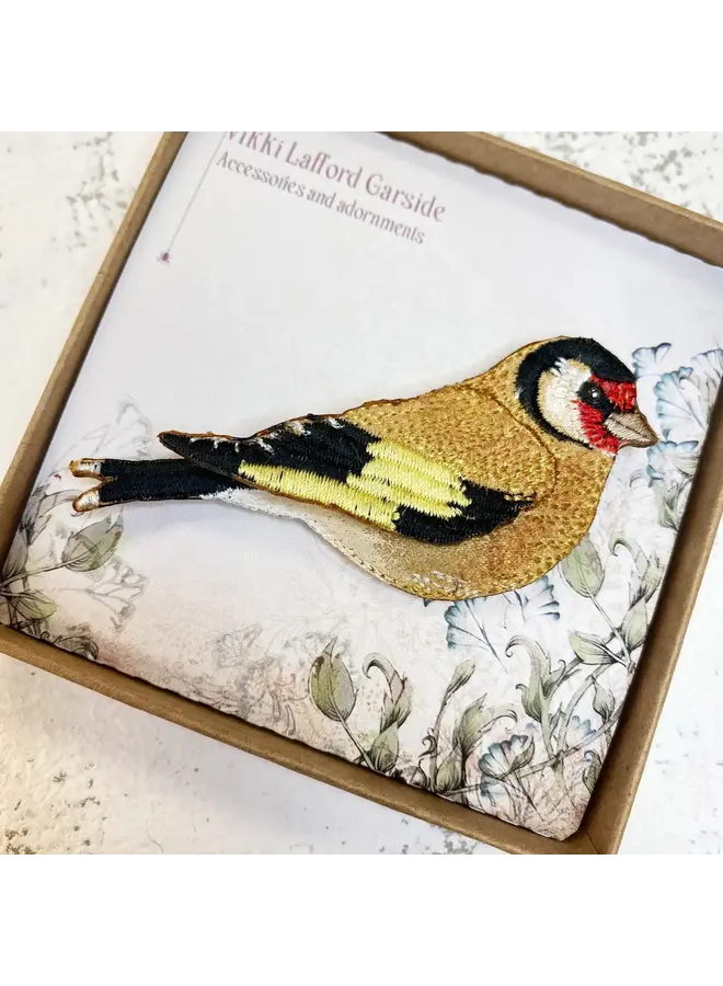 Goldfinch Beak Right Embroidered boxed Brooch 159