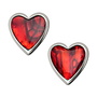 Red Tiny Heart Paua shell stud earrings