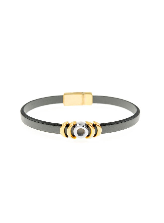 Gold Moon GreyLeather Bracelet