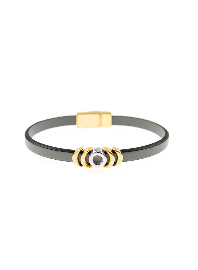 Gold Moon GreyLeather Bracelet