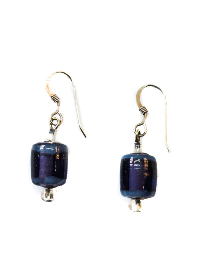 Earring Glass cylinder purple - 0.4