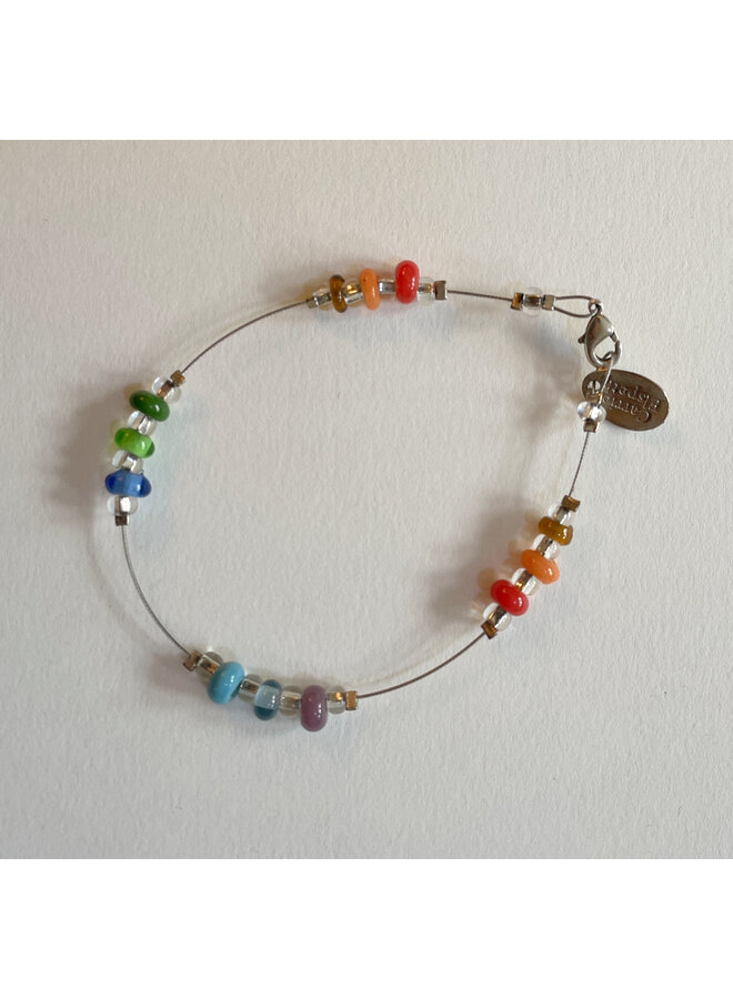 Bracelet Dotty Glass Rainbow linked - 0.4