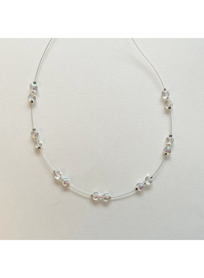 Necklace Double Heart Frosted spaced - 0.5