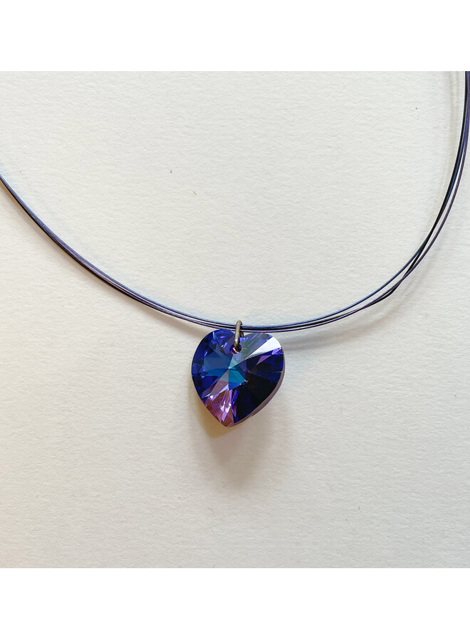 Necklace Crystal Heart Purple - 0.4