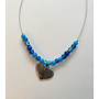Necklace blue glass and heart 345
