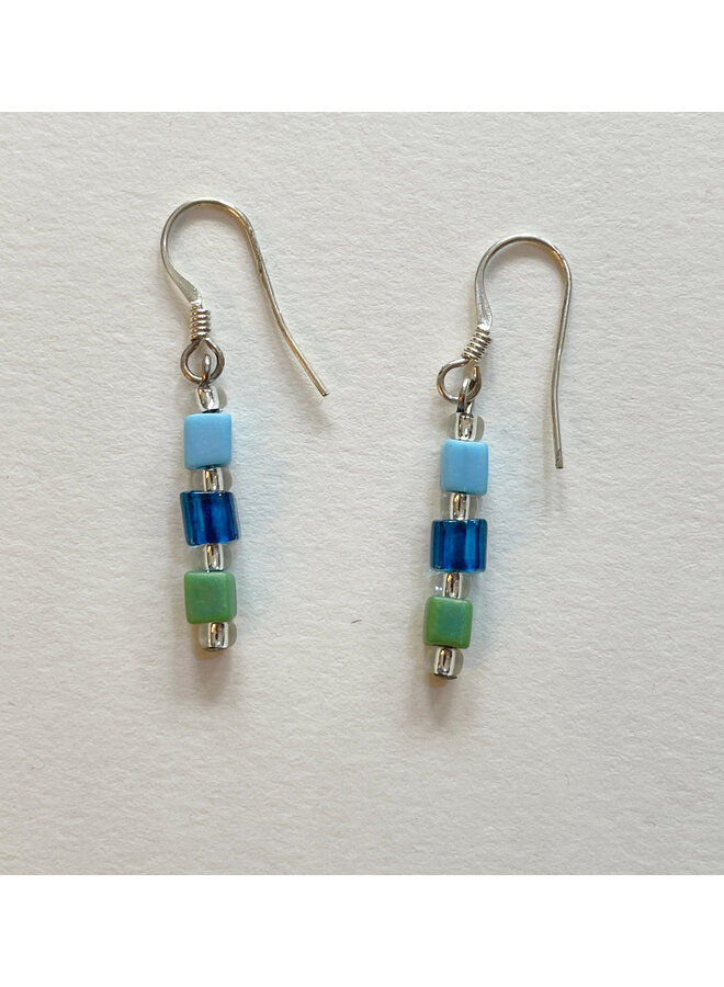 Shimmer Cubes Blue Earrings