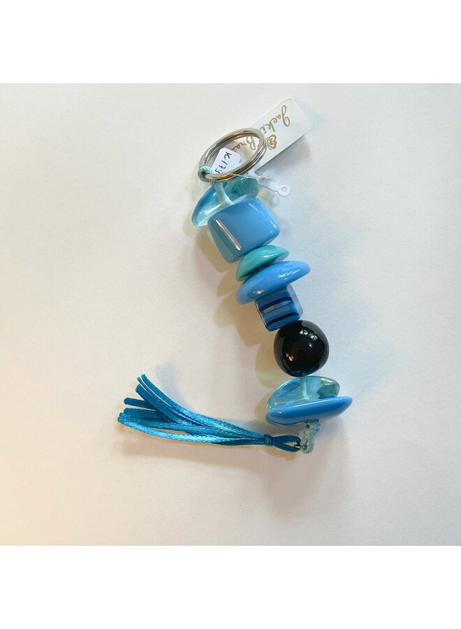 Blue Ball  Bead and Tassel Key ring  37