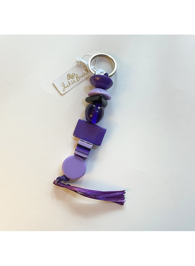 Purple Round   Bead and Tassel Key ring  39