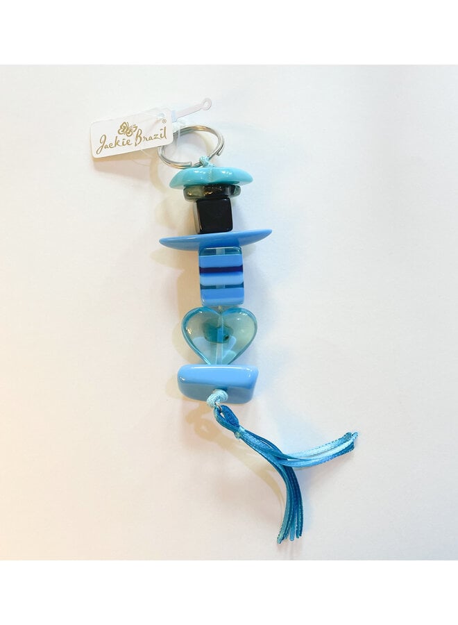 Blue Heart  Bead and Tassel Key ring  41