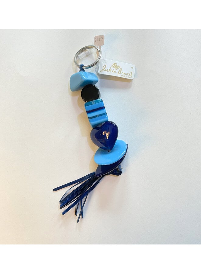 Blue Heart 2  Bead and Tassel Key ring  42