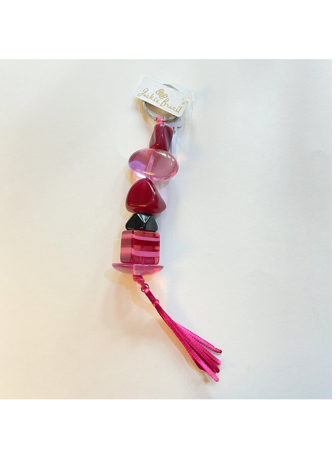 Pink Bead and Tassel Key ring 43