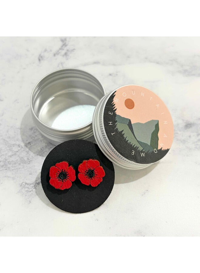 Poppy Tiny Ohrstecker aus Bambus, Größe 54