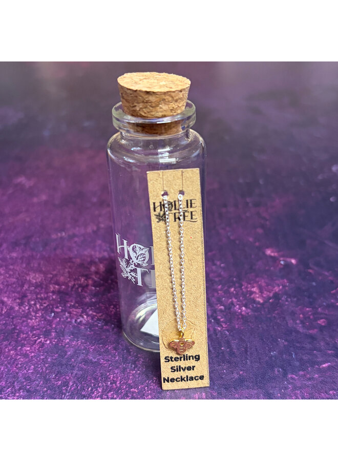 Bee Gold on Silver Necklace in a Bottle 43