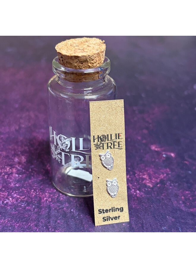 Owl  Tiny Silver Stud in a Bottle 30