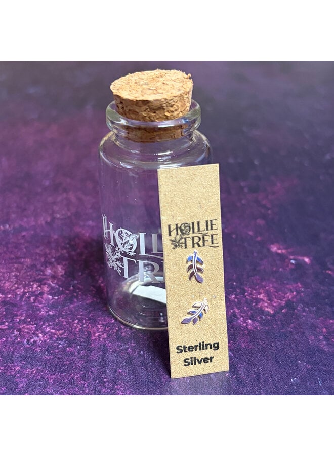 Leaf Tiny Silver Stud in a Bottle 25