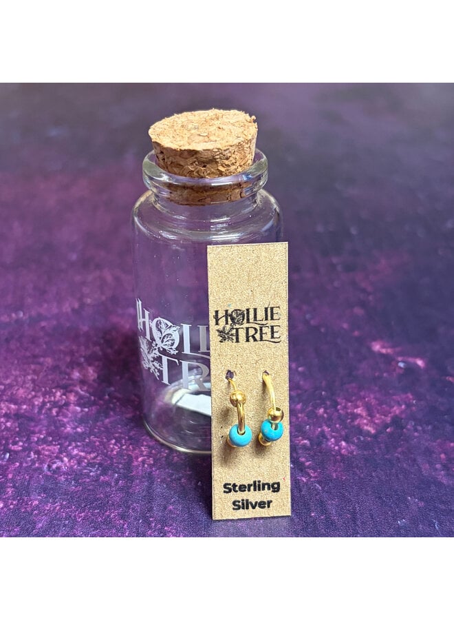 Turquoise Tiny Gold Hoop Stud in a Bottle 36